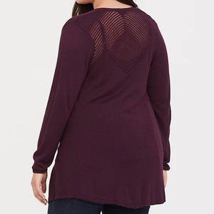Torrid Burgundy Purple Pointelle Cardigan